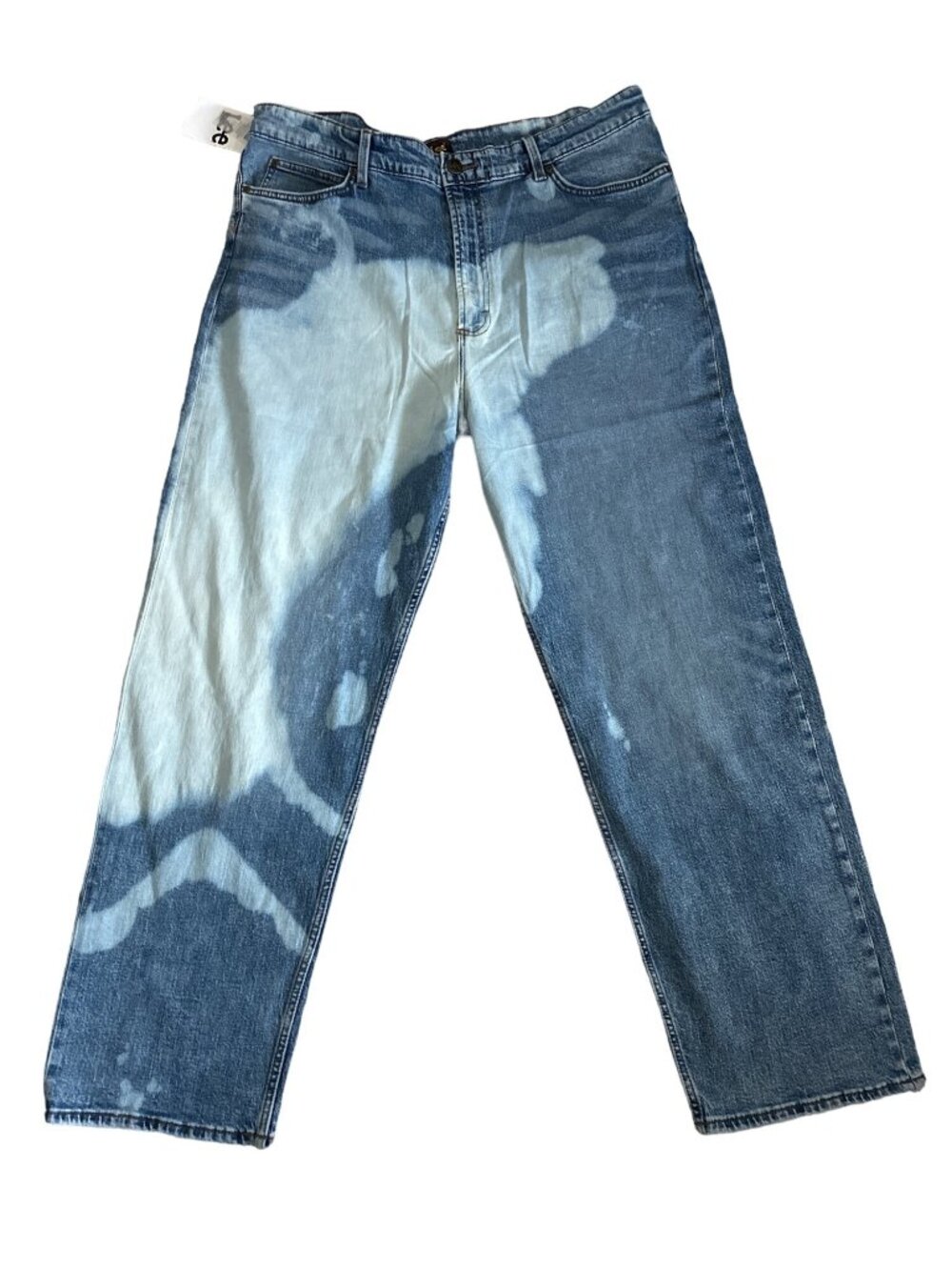NWT LEE Acid Washed Loose Straight Jeans Fit Tie Dye Blue White Rare 90's 38x32